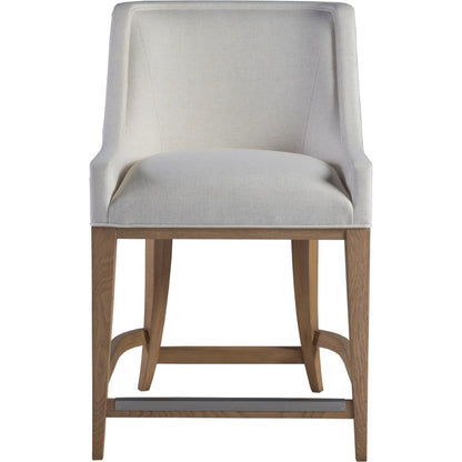 Simpatico Upholstered Counter Stool by Artistica Home in white, ivory and white oak. Made from white oak, fabric in a unique style.