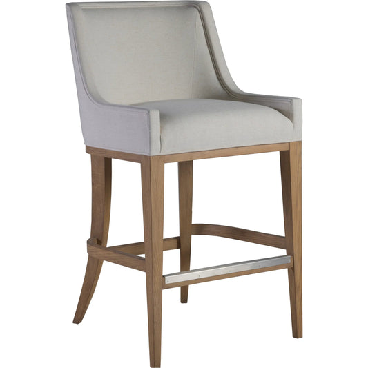 Simpatico Upholstered Bar Stool by Artistica Home in white, ivory and white oak. Made from white oak, fabric in a unique style.