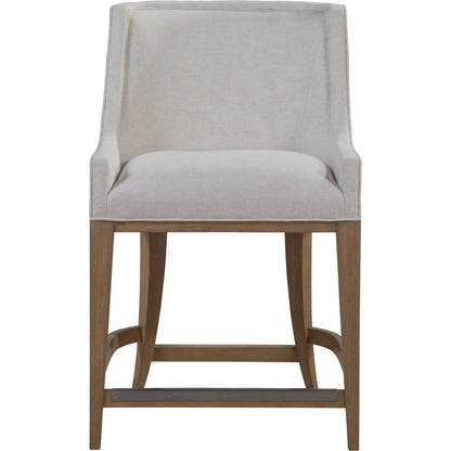 Simpatico Woven Back Counter Stool by Artistica Home in white, ivory and white oak. Made from white oak, fabric in a unique style.