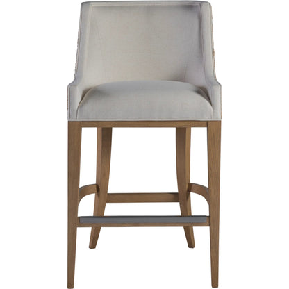 Simpatico Woven Back Bar Stool by Artistica Home in white, ivory and white oak. Made from white oak, fabric in a unique style.