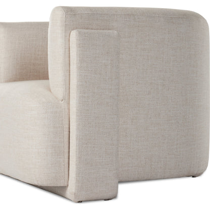 Hartley Chair by Four Hands in dover crescent. Made from 71% viscose (rayon), 17% polyester, 12% flax, linen, poplar plywood, 100% polyester in a modern style.