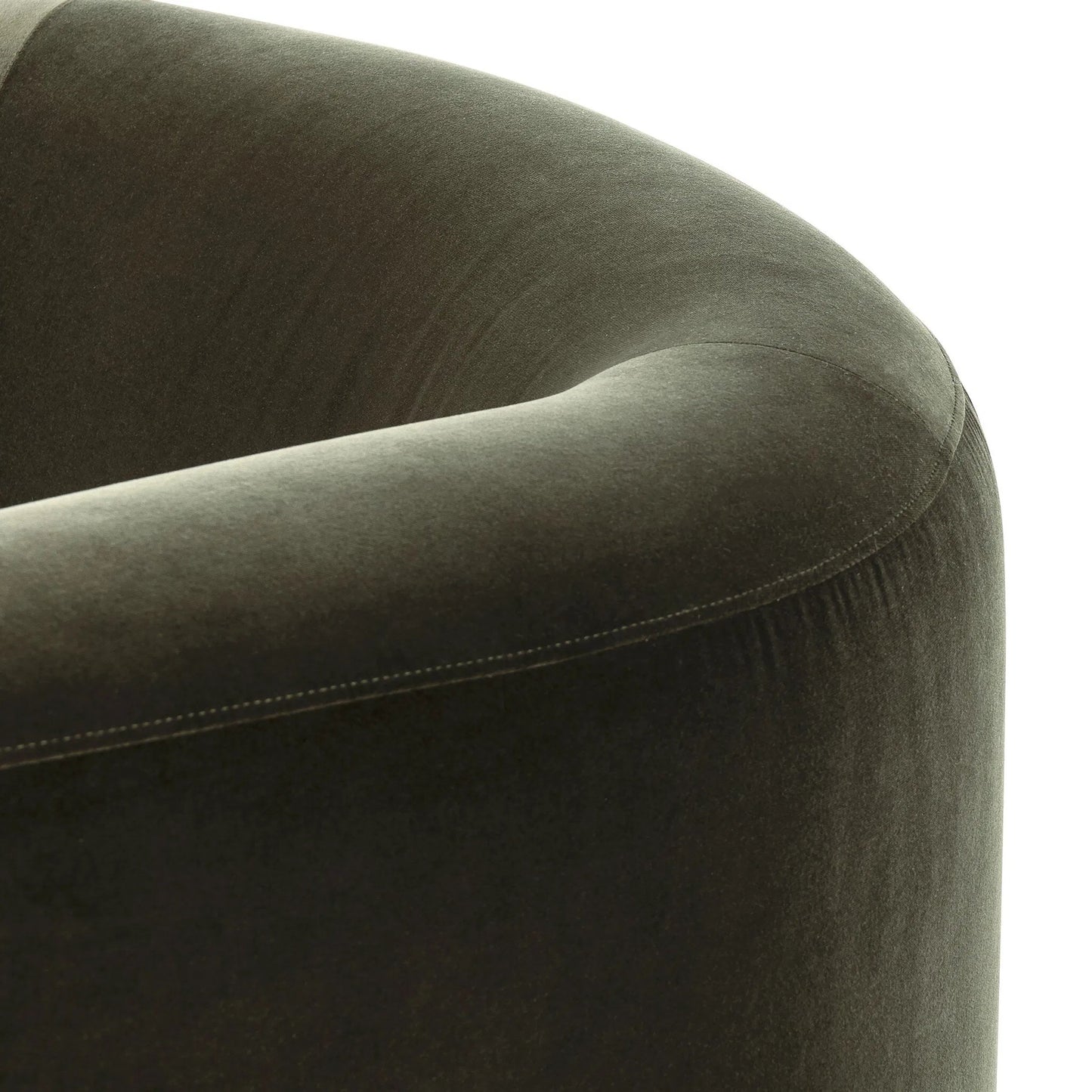006 SI-2519194 | Closeup | Hartley Chair by Four Hands in surrey olive. Made from 76.8% cotton, 23.2% polyester in a traditional style.
