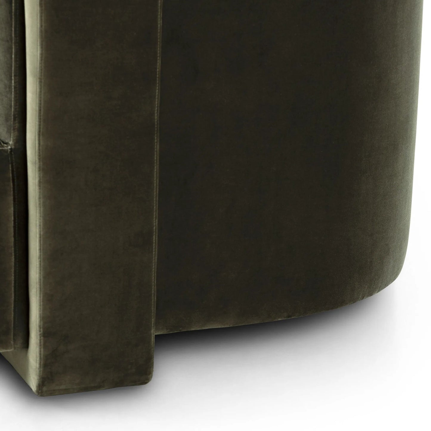 005 SI-2519194 | Closeup | Hartley Chair by Four Hands in surrey olive. Made from 76.8% cotton, 23.2% polyester in a traditional style.