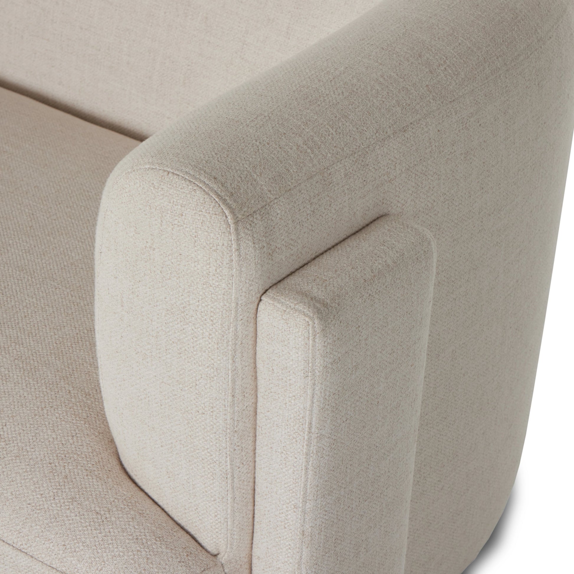 Hartley Sofa by Four Hands in dover crescent. Made from 71% viscose (rayon), 17% polyester, 12% flax, linen, poplar plywood, 100% polyester in a modern style.