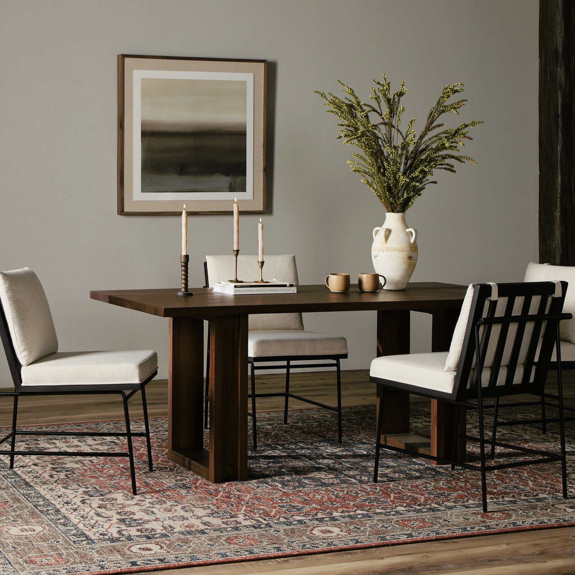 Carmel Dining Table by Four Hands in natural mango. Made from solid mango, iron in a modern style.