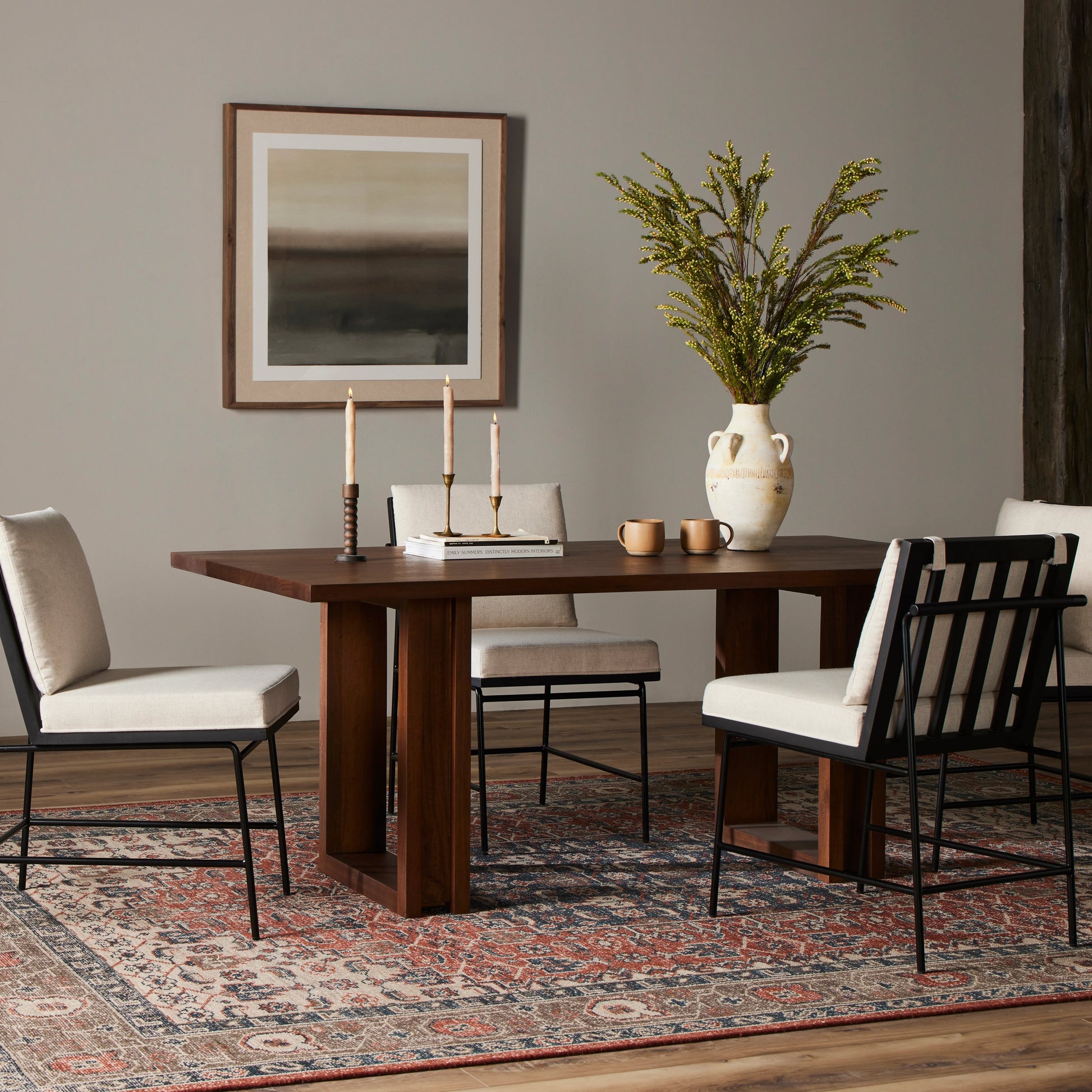Carmel Dining Table by Four Hands in natural mango. Made from solid mango, iron in a modern style.