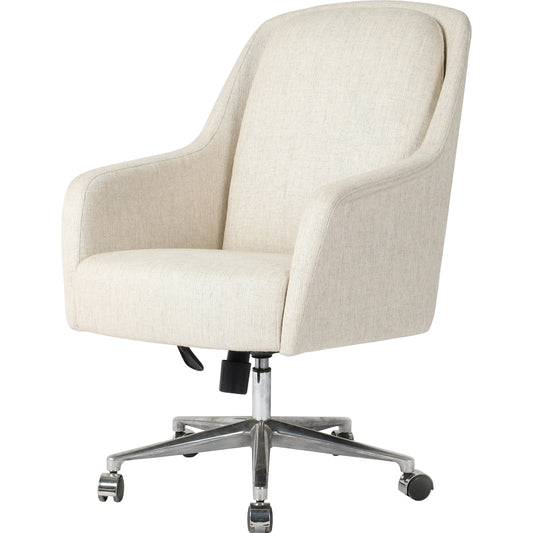 Verne Desk Chair by Four Hands in essence natural. Made from aluminum, 49% viscose (rayon), 22% flax, linen, 18% polyester, 11% cotton, 100% polyester in a modern style.