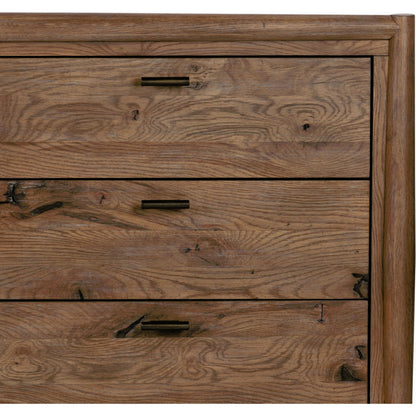 Glenview 9 Drawer Dresser by Four Hands in weathered oak. Made from thick oak veneer, solid oak in a modern style.