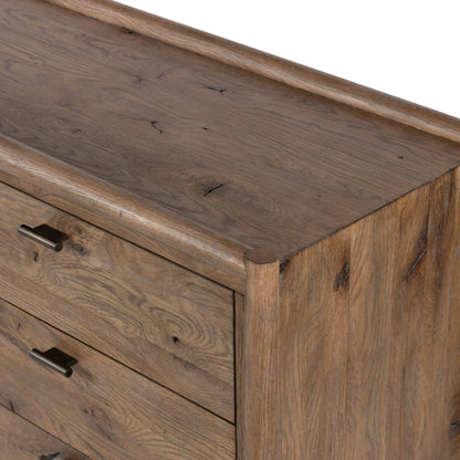 Glenview 9 Drawer Dresser by Four Hands in weathered oak. Made from thick oak veneer, solid oak in a modern style.