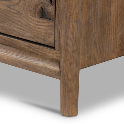 Glenview 9 Drawer Dresser by Four Hands in weathered oak. Made from thick oak veneer, solid oak in a modern style.