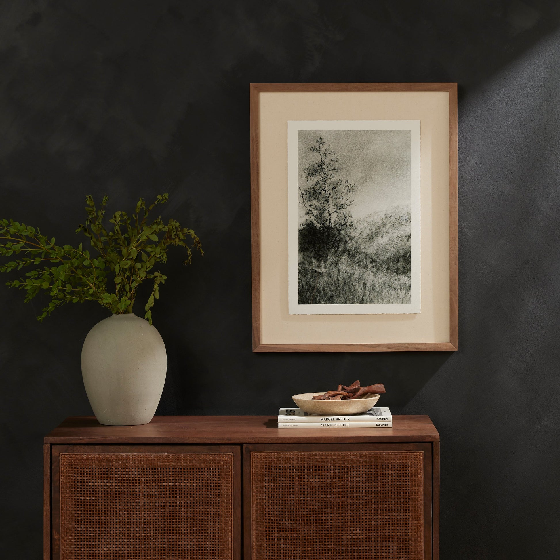 Landscape Study I by Aileen Fitzgerald by Four Hands. Made from walnut, textured fine art paper, acrylic glazing in a transitional style.