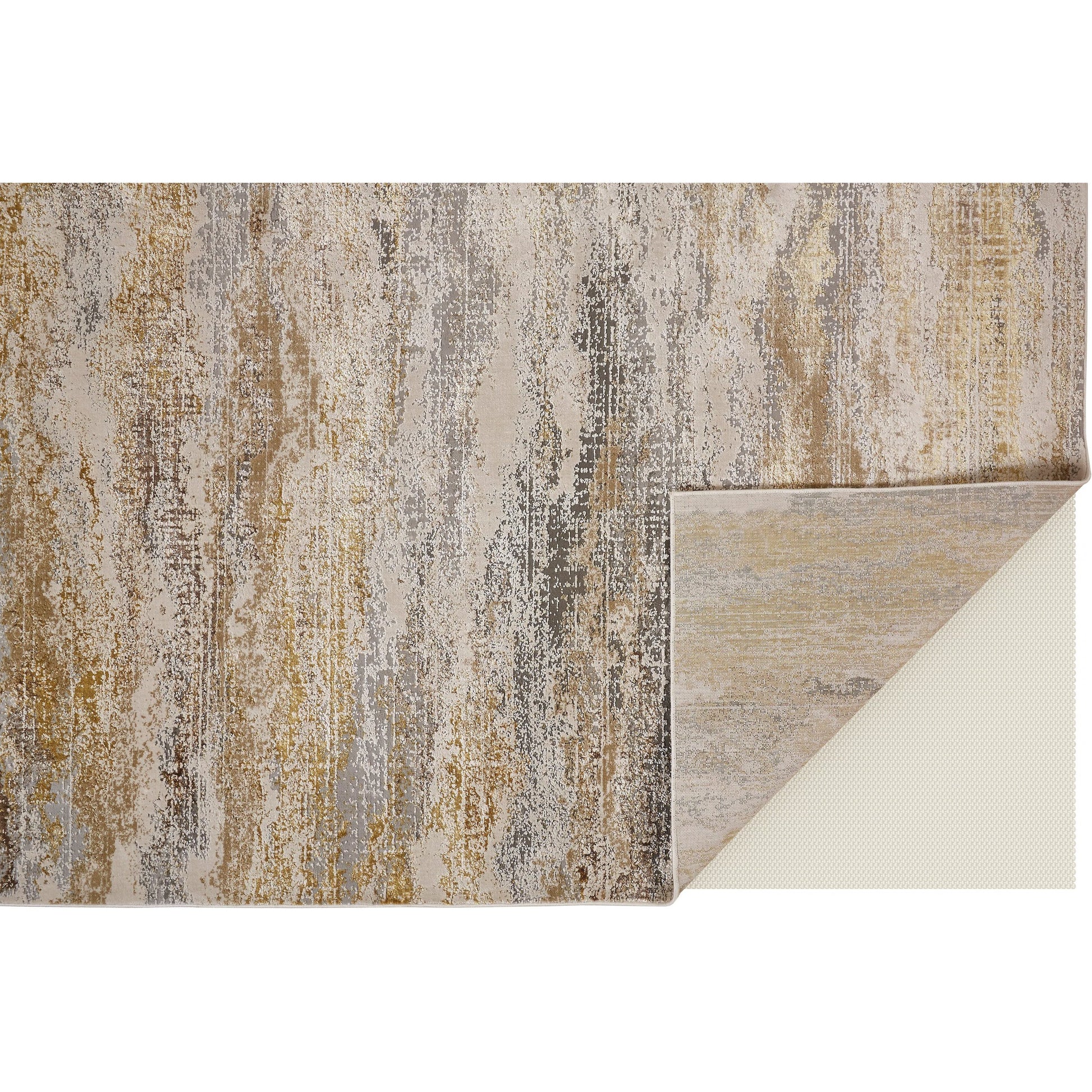 Aura Rug - 3735F by Feizy in gold, gray, ivory. Made from polyester, polypropylene in a unique style.