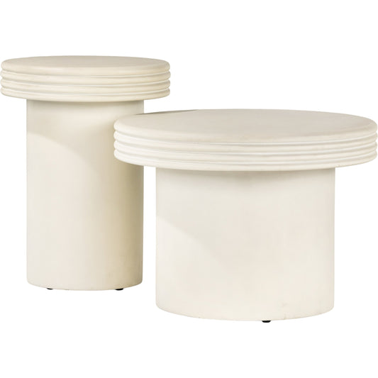 Grecia Outdoor End Table Set by Four Hands in white. Made from concrete in a modern style.