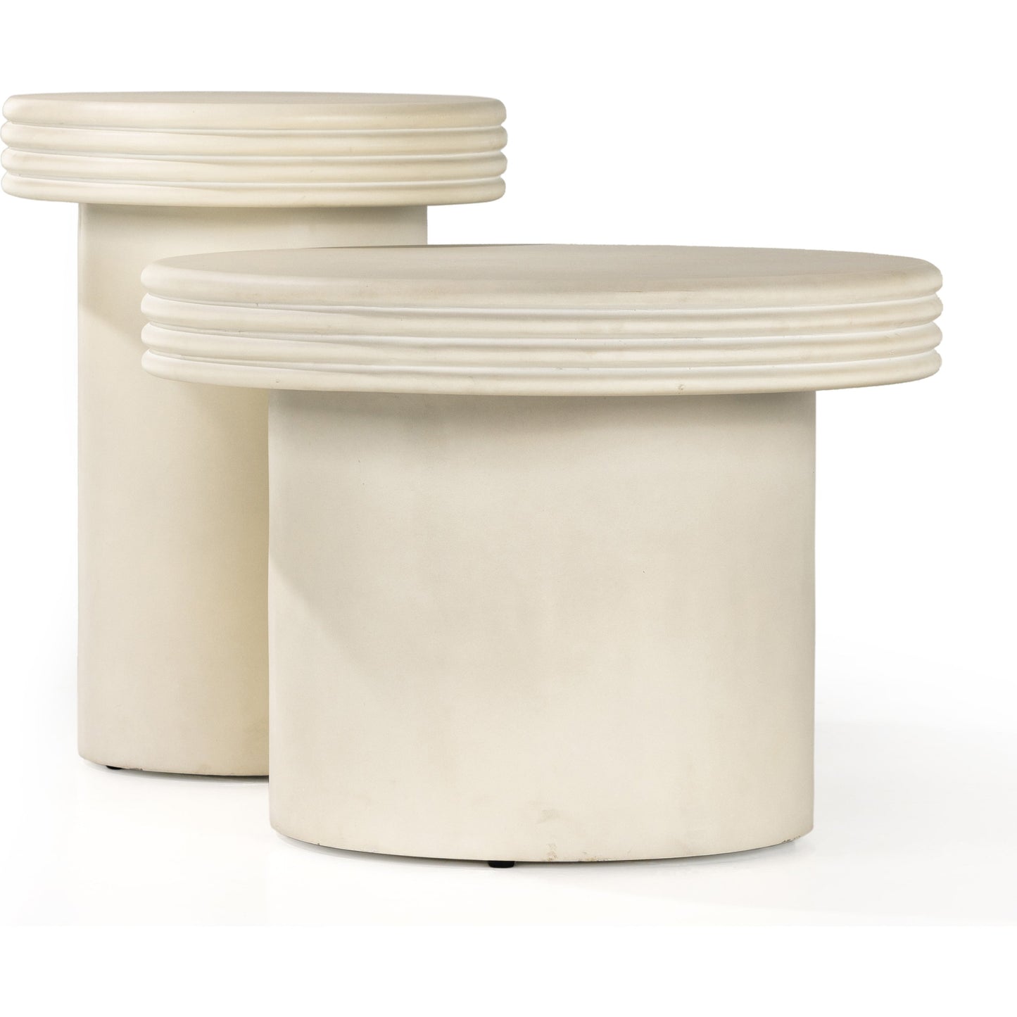 002 SI-1902492 | Additional Silo | Grecia Outdoor End Table Set by Four Hands in white. Made from concrete in a modern style.