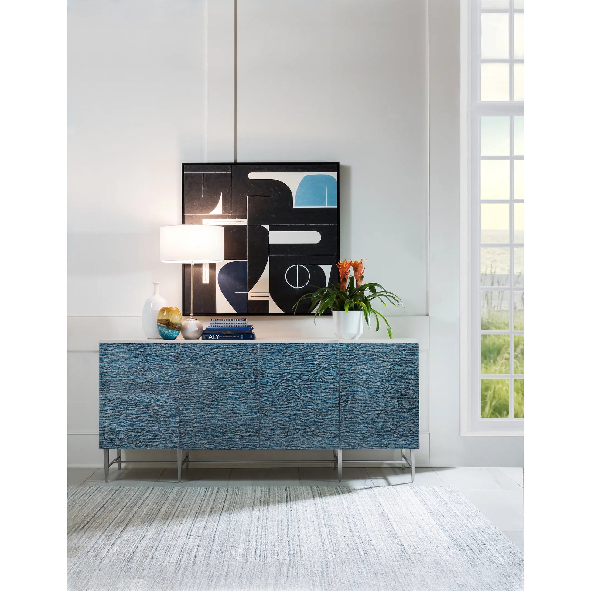 Deepwater Media Console by Artistica Home in sandrift. Made from iron in a modern style.