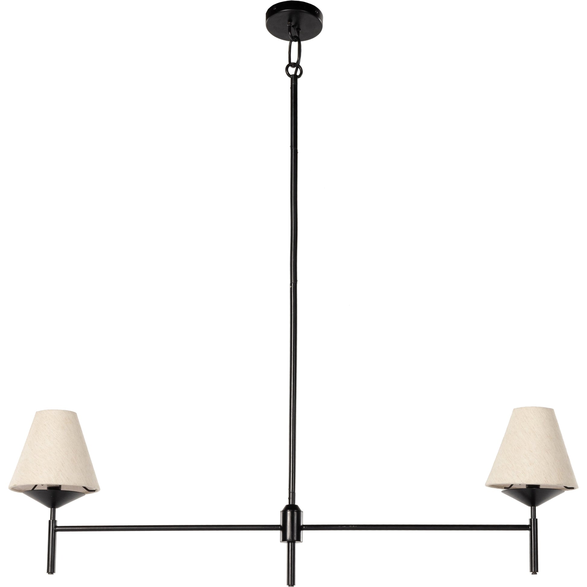 Dodie Linear Chandelier by Four Hands in jet black. Made from iron, 100% cotton in a transitional style.