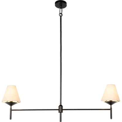 Dodie Linear Chandelier by Four Hands in jet black. Made from iron, 100% cotton in a transitional style.
