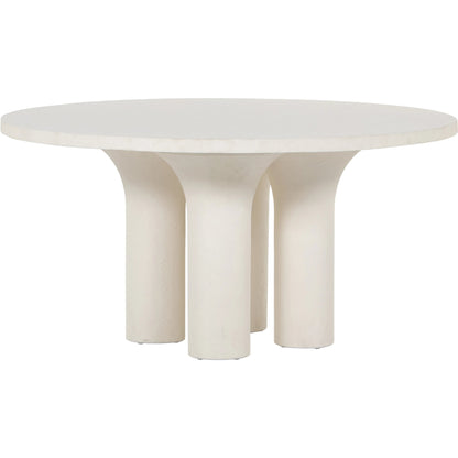 Parra Round Dining Table by Four Hands in white plaster molded concrete. Made from concrete in a modern style.