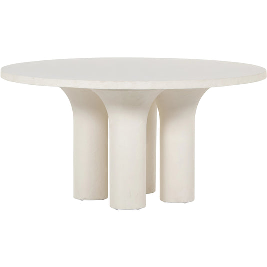 Parra Round Dining Table by Four Hands in white plaster molded concrete. Made from concrete in a modern style.