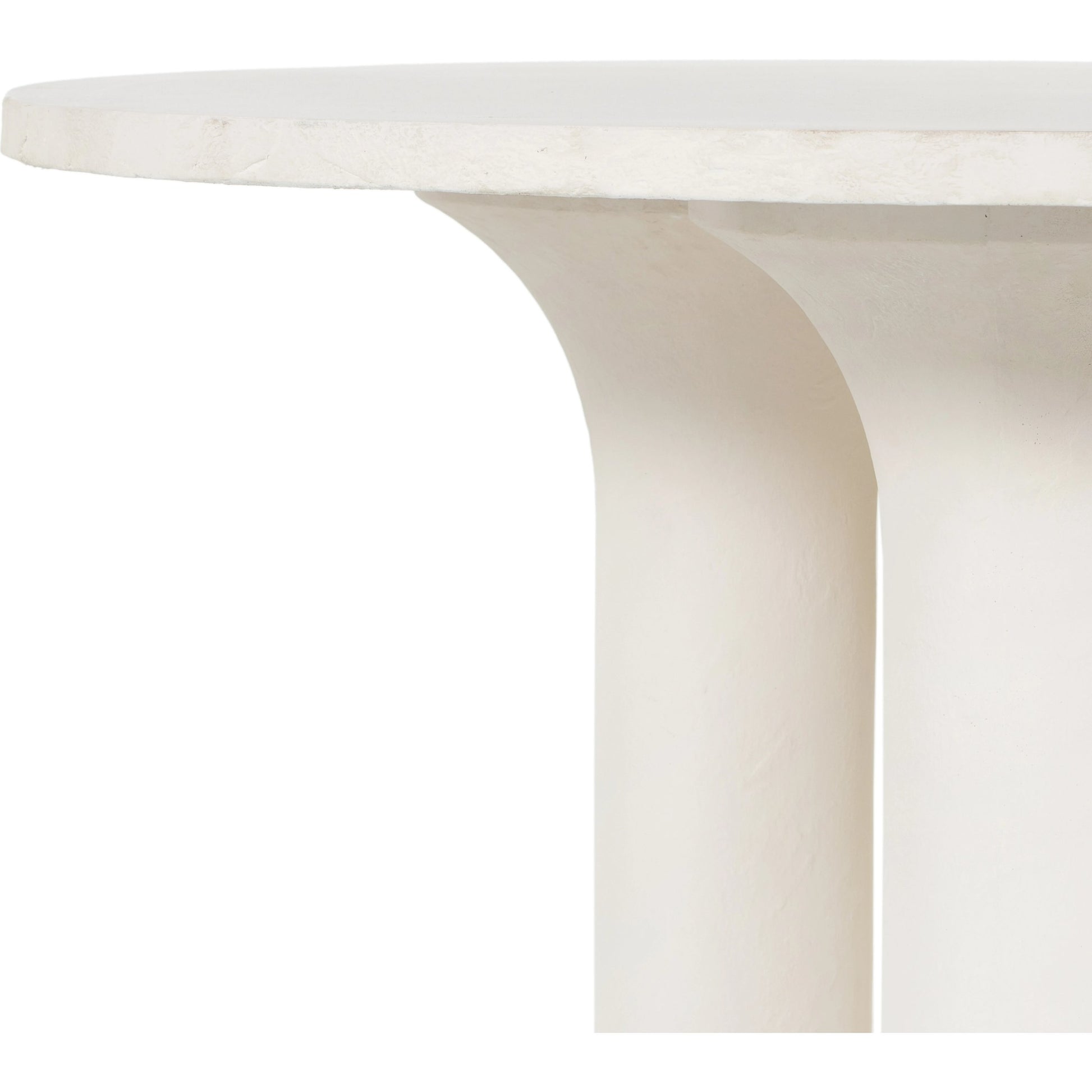 Parra Round Dining Table by Four Hands in white plaster molded concrete. Made from concrete in a modern style.