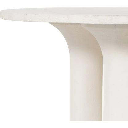 Parra Round Dining Table by Four Hands in white plaster molded concrete. Made from concrete in a modern style.