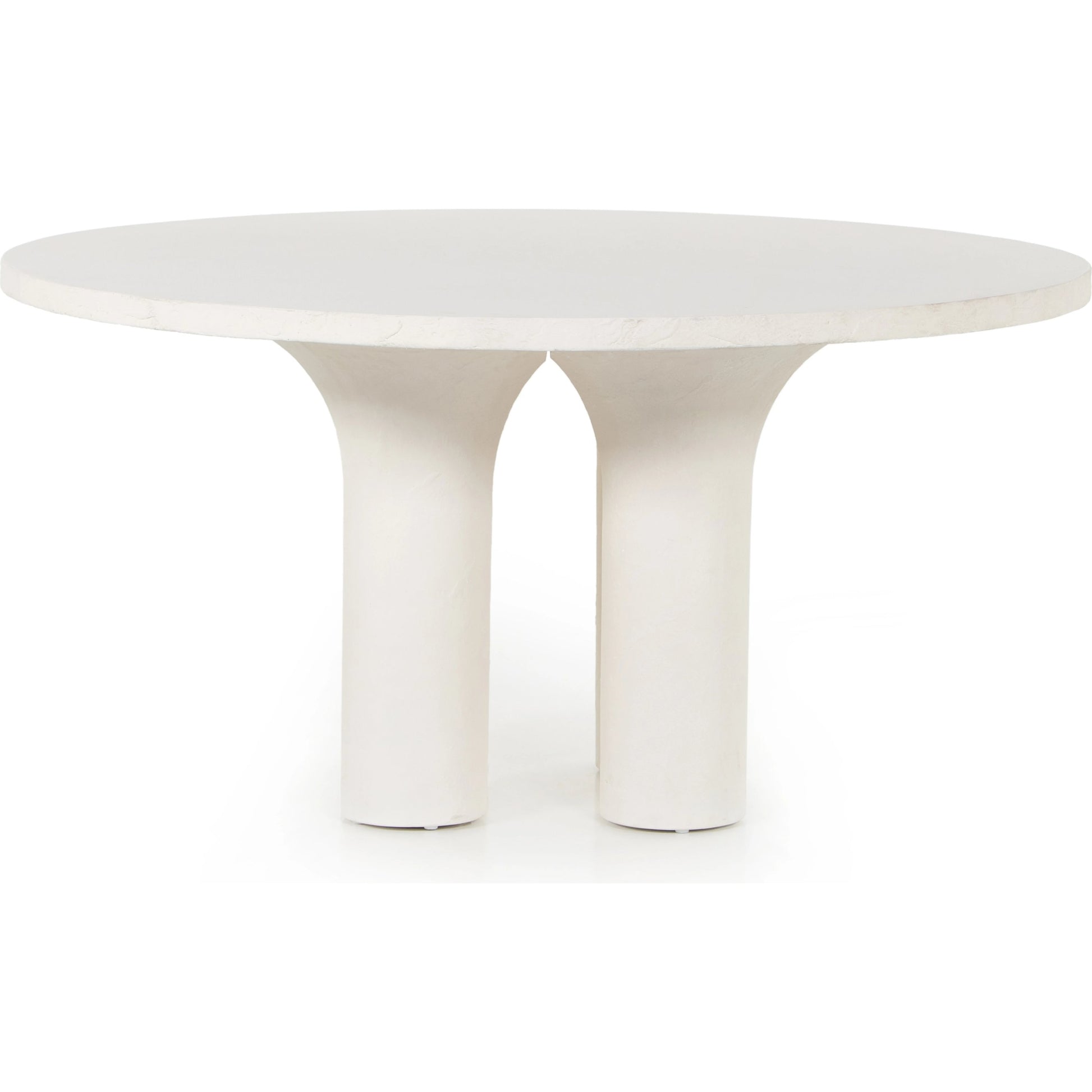 Parra Round Dining Table by Four Hands in white plaster molded concrete. Made from concrete in a modern style.