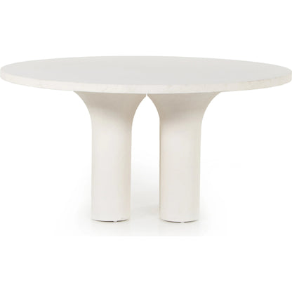 Parra Round Dining Table by Four Hands in white plaster molded concrete. Made from concrete in a modern style.
