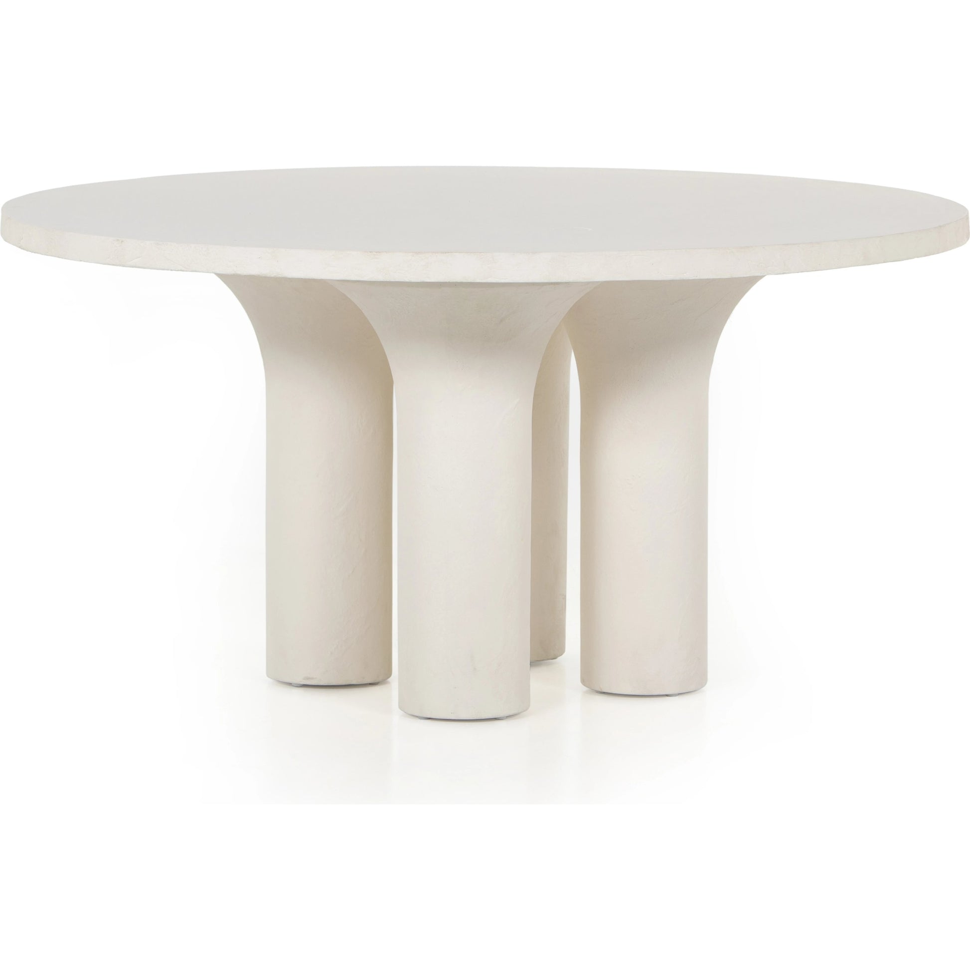 Parra Round Dining Table by Four Hands in white plaster molded concrete. Made from concrete in a modern style.