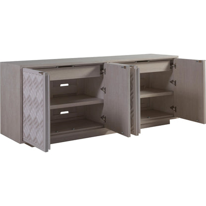 Solimar Media Console by Artistica Home in white oak. Made from white oak in a unique style.