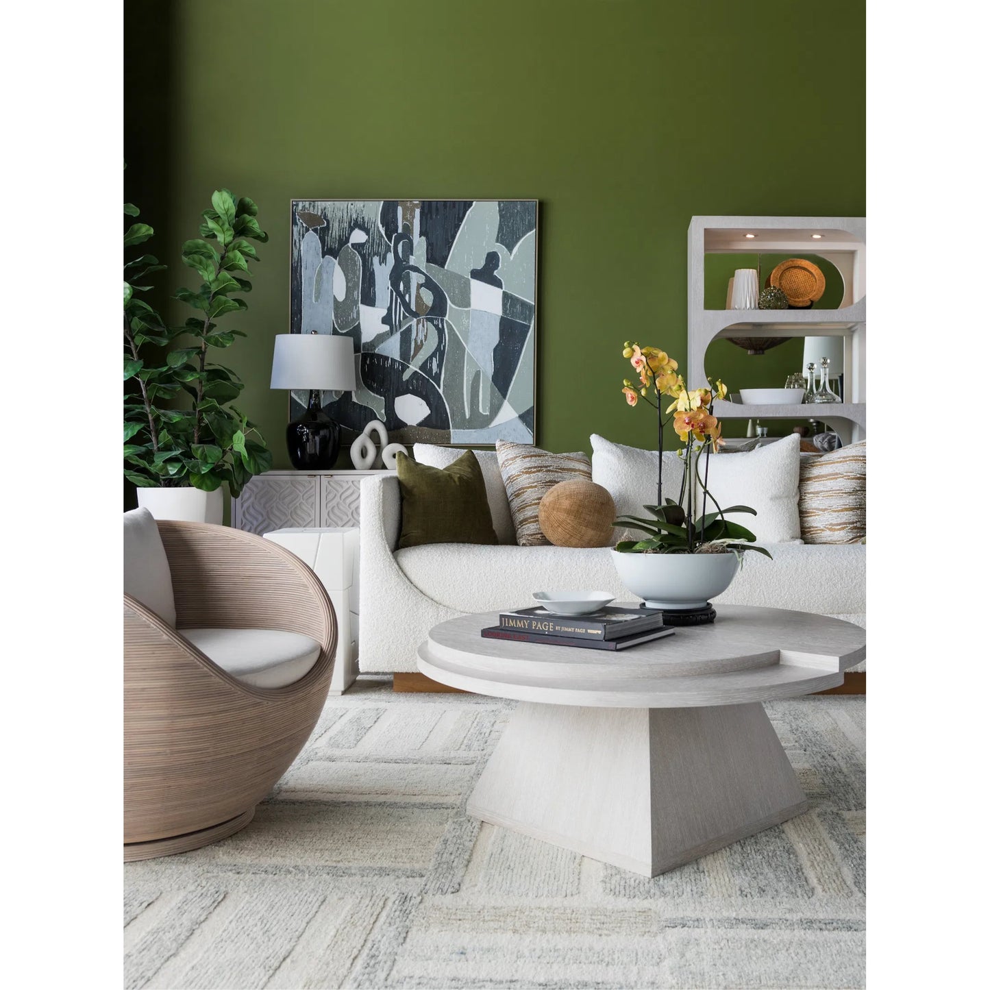 001 SI-2540388 | Lifestyle | Solimar Round Cocktail Table by Artistica Home in white oak. Made from white oak in a unique style.