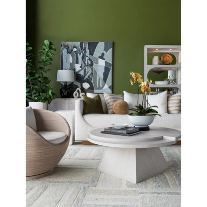 Solimar Round Cocktail Table by Artistica Home in white oak. Made from white oak in a unique style.