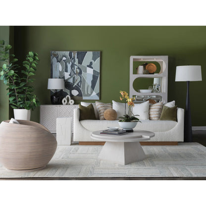 Solimar Round Cocktail Table by Artistica Home in white oak. Made from white oak in a unique style.