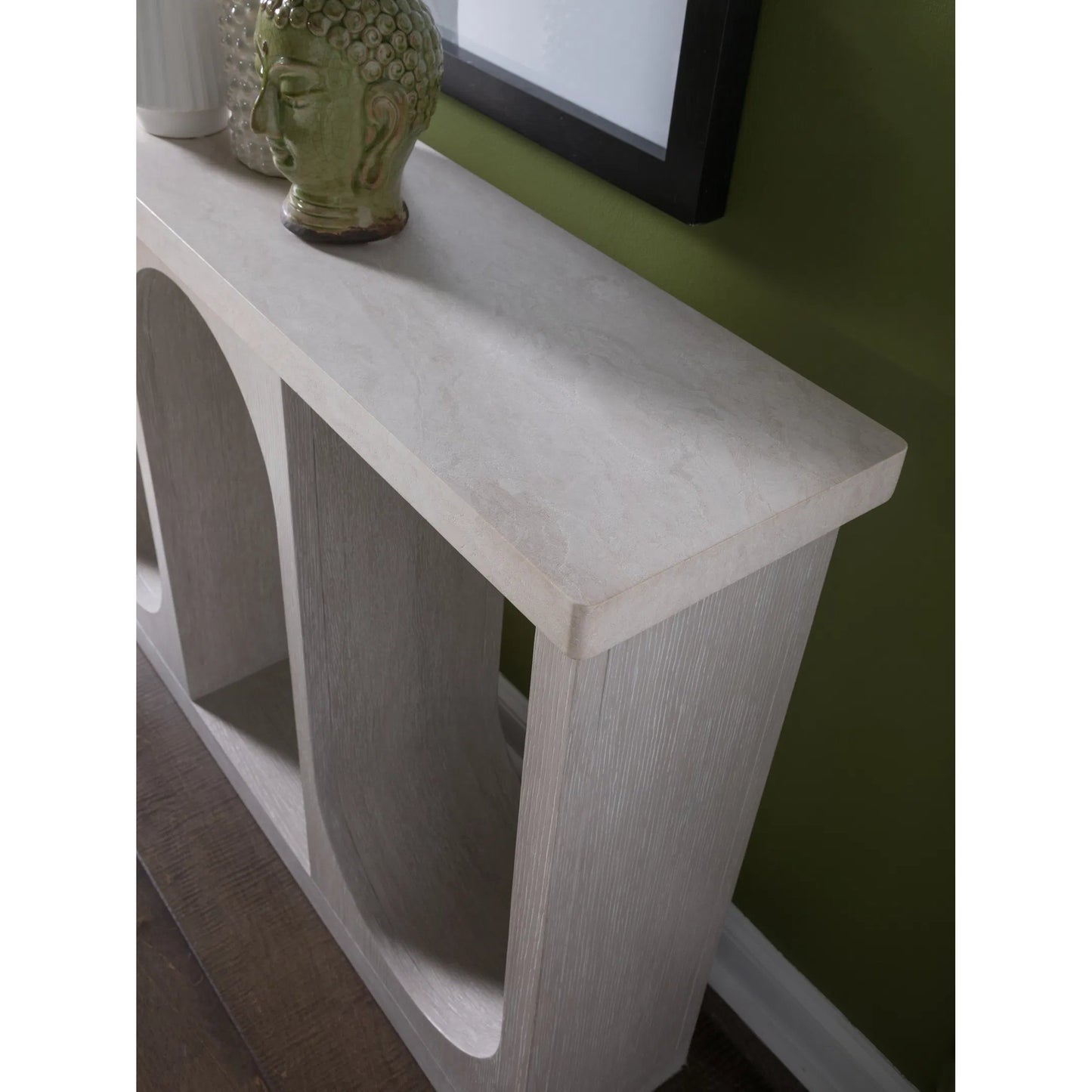 003 SI-2540389 | Closeup | Solimar Console by Artistica Home in white oak. Made from white oak in a unique style.