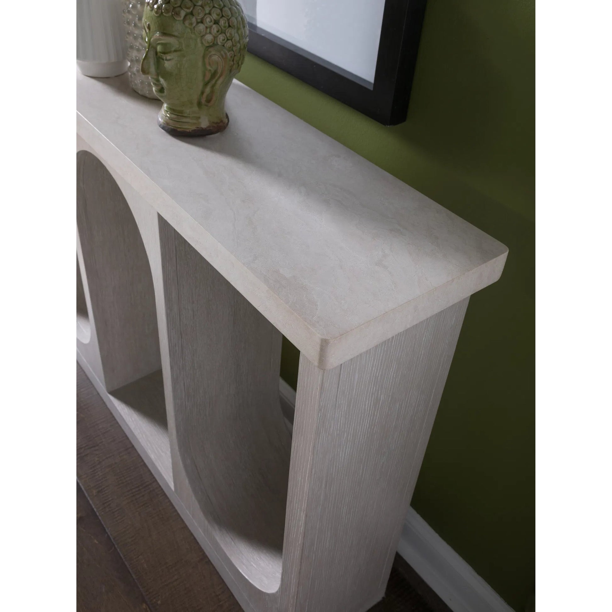 Solimar Console by Artistica Home in white oak. Made from white oak in a unique style.