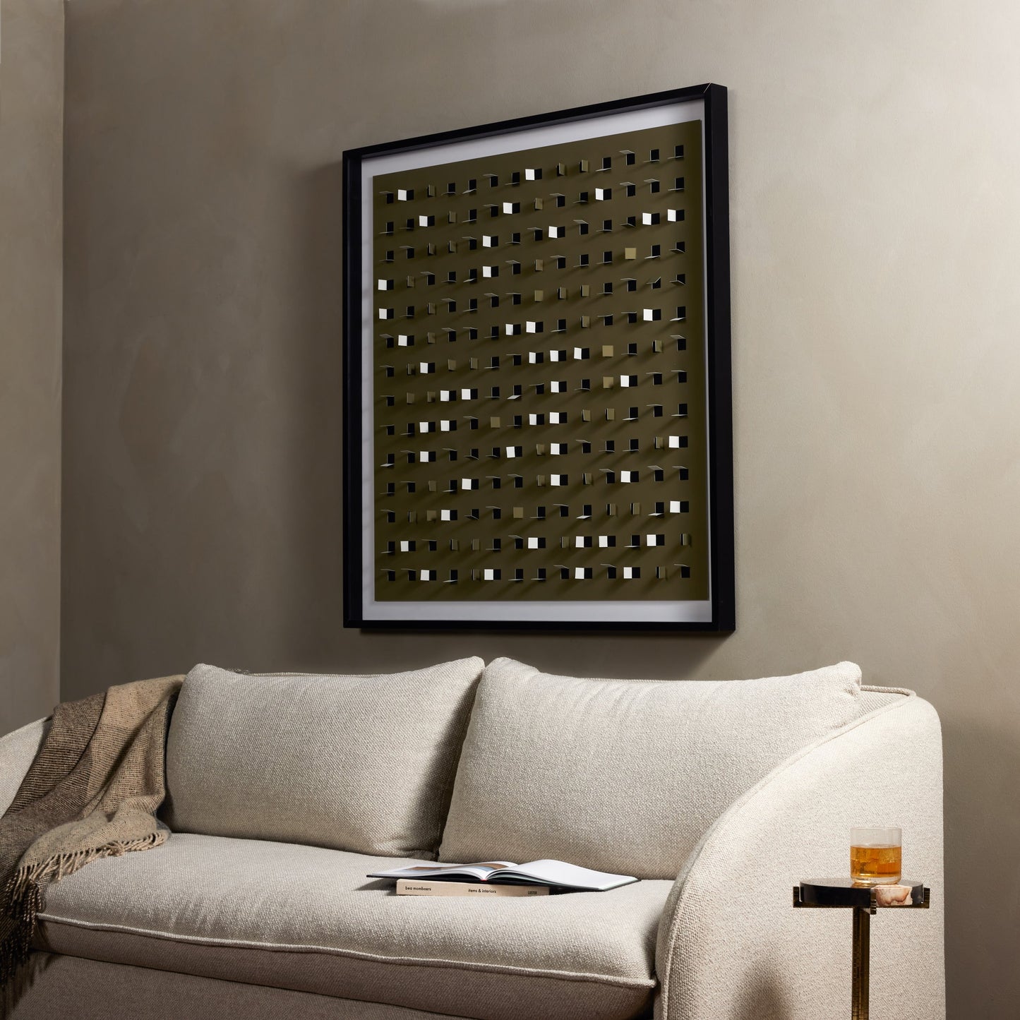 002 SI-1901477 | Lifestyle | See Through Olive by FH Art Studio by Four Hands. Made from linen backer in a modern style.