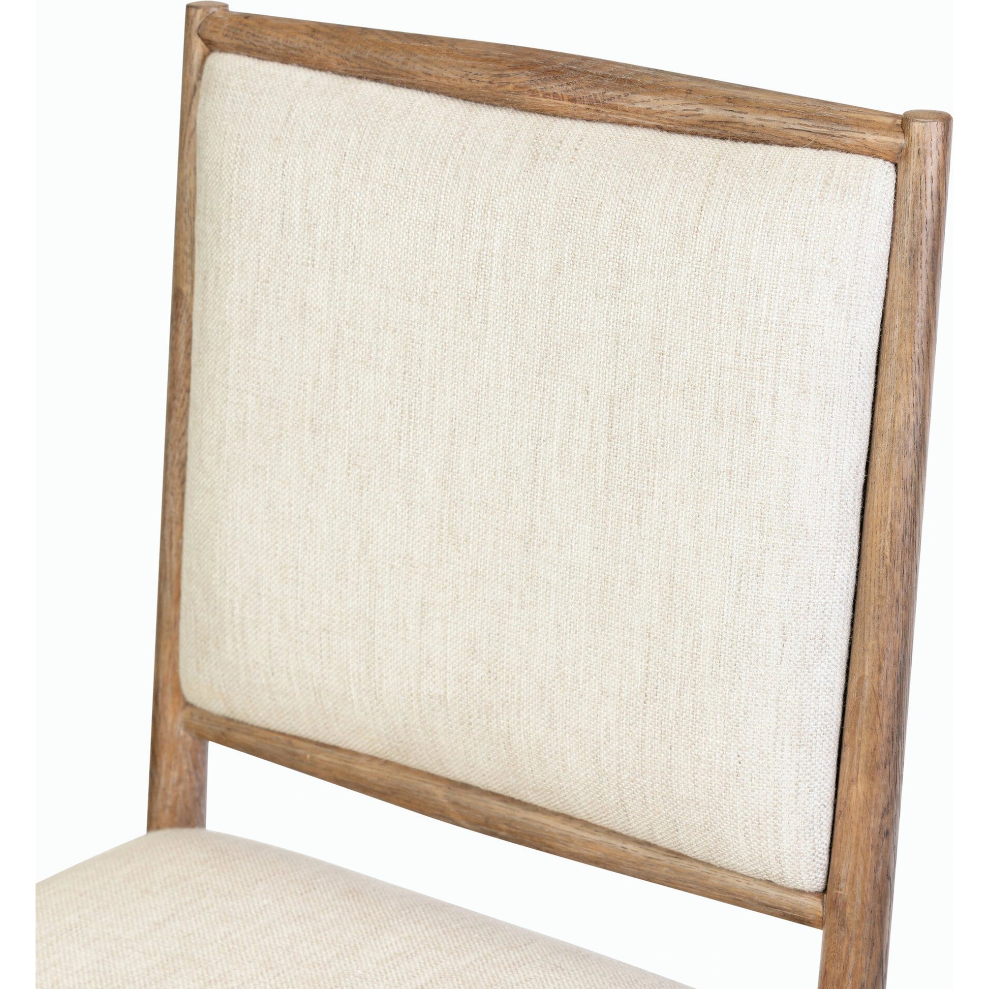 Glenview Dining Chair by Four Hands in essence natural and weathered oak. Made from 49% viscose (rayon), 22% flax, linen, 18% polyester, 11% cotton, solid oak in a modern style.