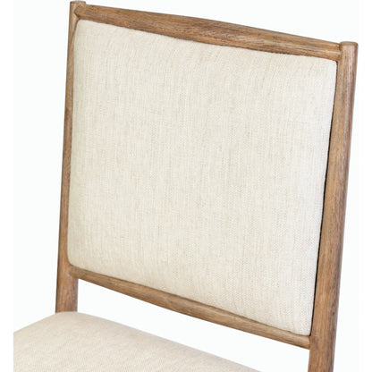 Glenview Dining Chair by Four Hands in essence natural and weathered oak. Made from 49% viscose (rayon), 22% flax, linen, 18% polyester, 11% cotton, solid oak in a modern style.