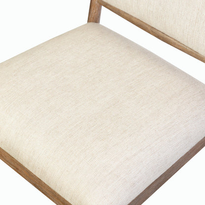 Glenview Dining Chair by Four Hands in essence natural and weathered oak. Made from 49% viscose (rayon), 22% flax, linen, 18% polyester, 11% cotton, solid oak in a modern style.