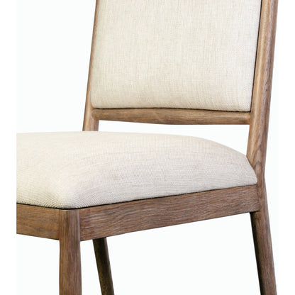 Glenview Dining Chair by Four Hands in essence natural and weathered oak. Made from 49% viscose (rayon), 22% flax, linen, 18% polyester, 11% cotton, solid oak in a modern style.