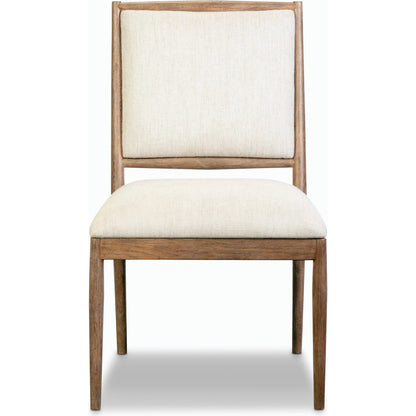 Glenview Dining Chair by Four Hands in essence natural and weathered oak. Made from 49% viscose (rayon), 22% flax, linen, 18% polyester, 11% cotton, solid oak in a modern style.