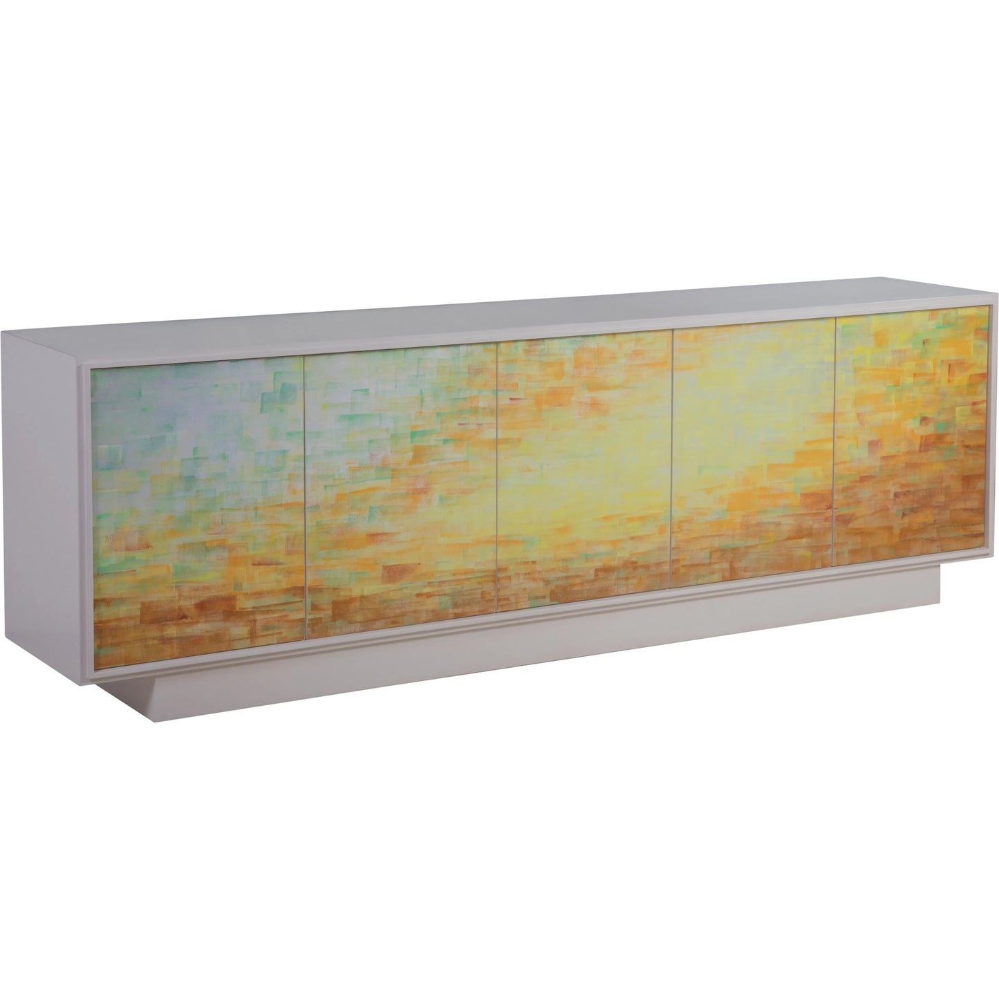 001 SI-2540392 | Primary Silo | Aurora Media Console by Artistica Home in ivory, gold/yellow. Made from oak in a unique style.