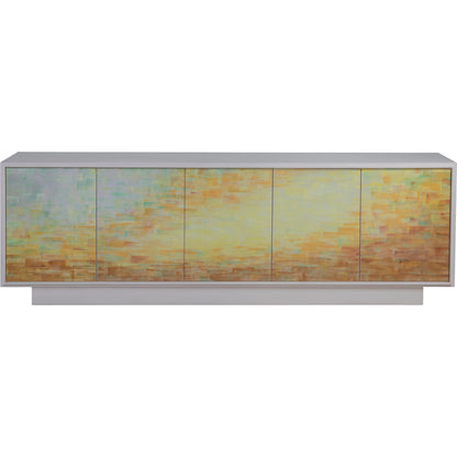 Aurora Media Console by Artistica Home in ivory, gold/yellow. Made from oak in a unique style.
