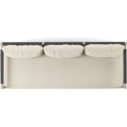 Sherwood Outdoor Sofa, Weathered Grey by Four Hands. Made from 100% olefin, solid fsc®-certified teak, 100% polypropylene in a coastal style.