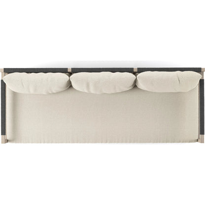 Sherwood Outdoor Sofa, Weathered Grey by Four Hands. Made from 100% olefin, solid fsc®-certified teak, 100% polypropylene in a coastal style.