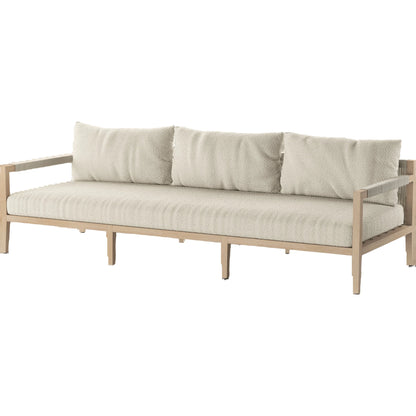 Sherwood Outdoor Sofa, Washed Brown by Four Hands. Made from 100% olefin, solid fsc®-certified teak, 100% polypropylene in a coastal style.