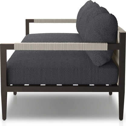Sherwood Outdoor Sofa, Bronze by Four Hands. Made from 100% olefin, aluminum, 100% polypropylene in a modern style.