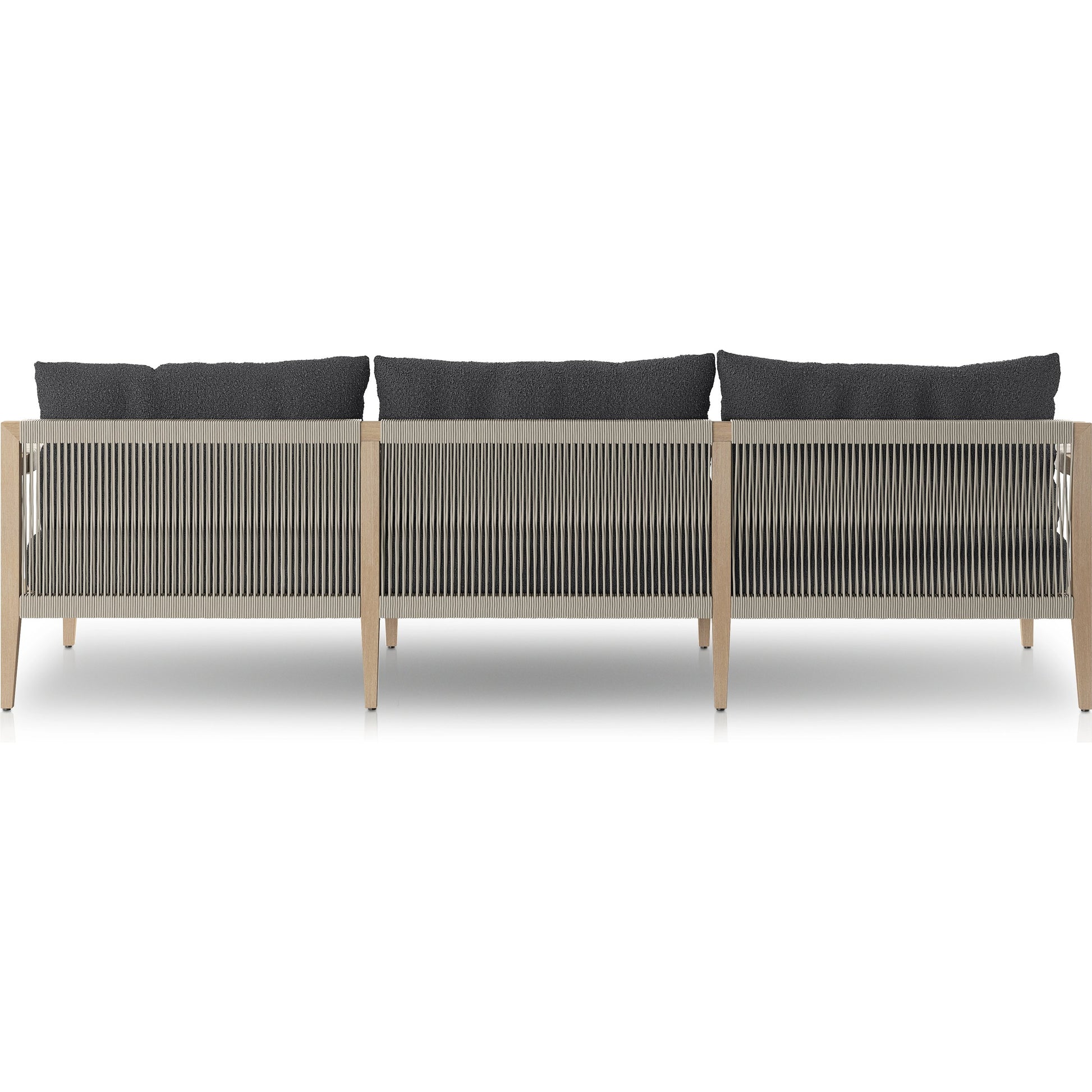 Sherwood Outdoor Sofa, Washed Brown by Four Hands. Made from 100% olefin, solid fsc®-certified teak, 100% polypropylene in a coastal style.