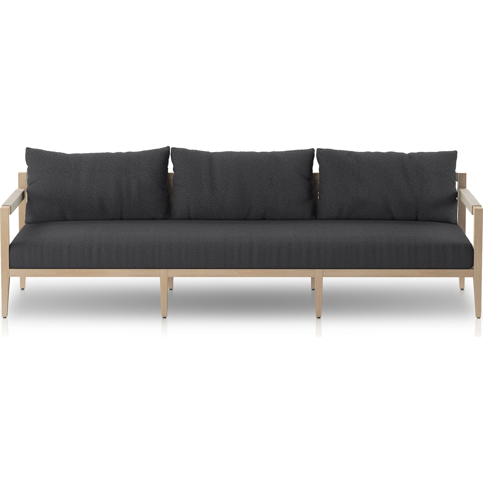 Sherwood Outdoor Sofa, Washed Brown by Four Hands. Made from 100% olefin, solid fsc®-certified teak, 100% polypropylene in a coastal style.