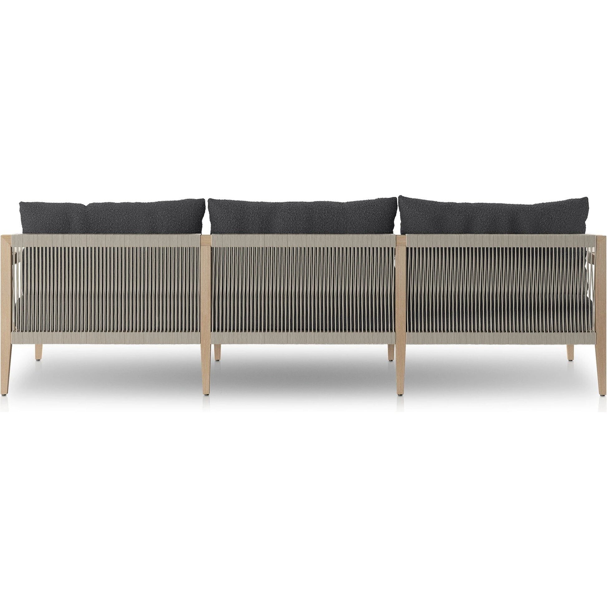 Sherwood Outdoor Sofa, Washed Brown by Four Hands. Made from 100% olefin, solid fsc®-certified teak, 100% polypropylene in a coastal style.
