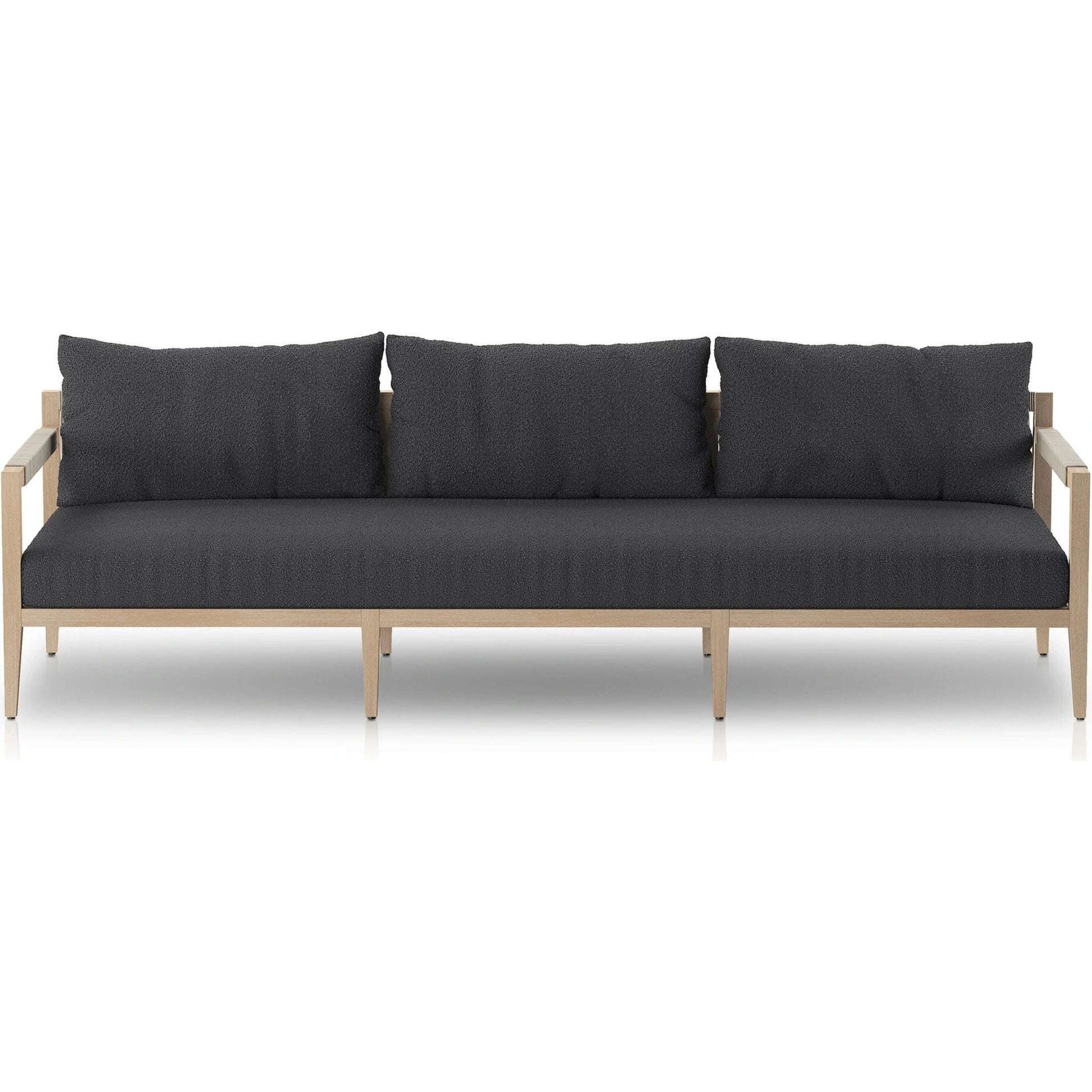 Sherwood Outdoor Sofa, Washed Brown by Four Hands. Made from 100% olefin, solid fsc®-certified teak, 100% polypropylene in a coastal style.
